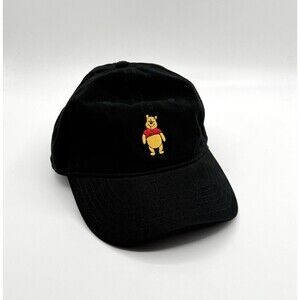 Disney Winnie the Pooh Adjustable Cap Dad Hat Embroidered Metal Buckle Black
